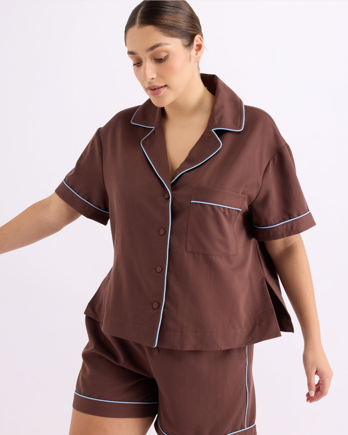 Short Sleeve Sleep Shirt - Iced Chocolate