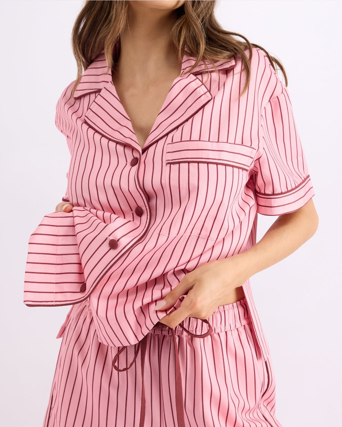 Short Sleeve Sleep Shirt - Rocky Road Stripes