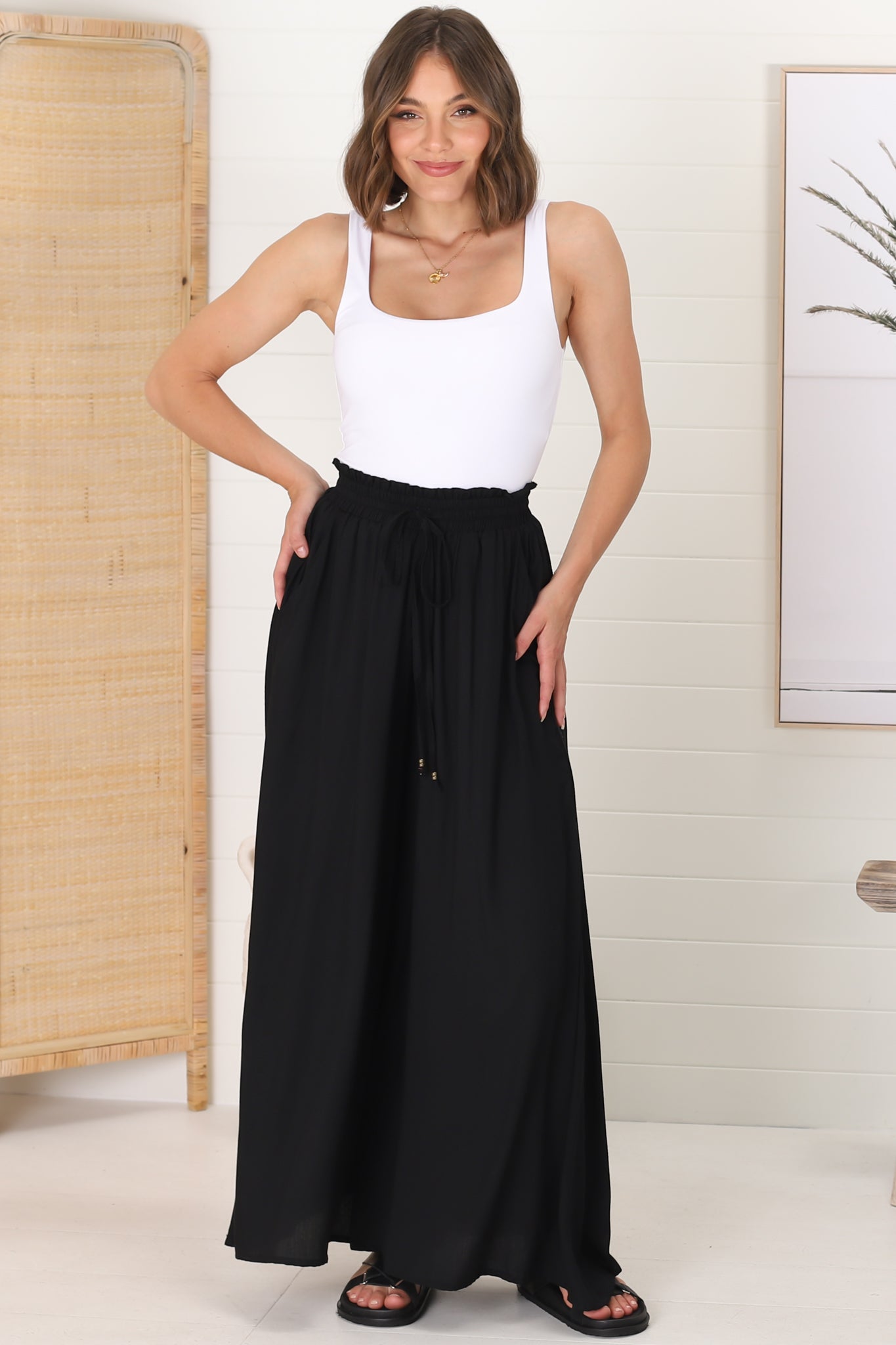 Charli Pants - Paper Bag High Waisted Wide Leg Pan