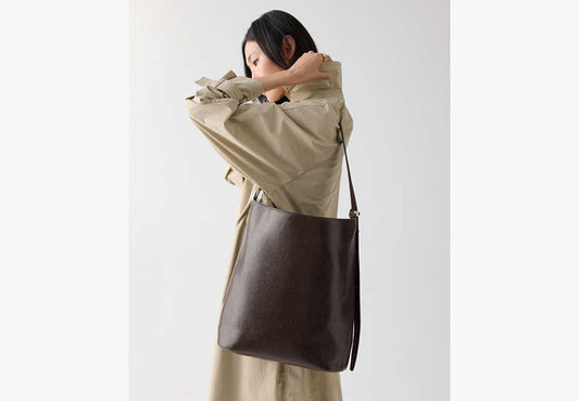 Halo Glazed Leather Large Bucket Bag