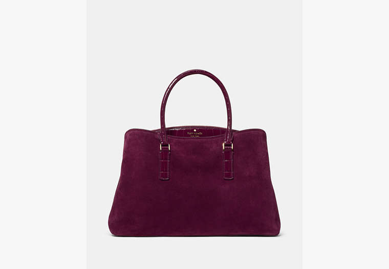 Thompson Street Suede and Croc Embossed Satchel Bag