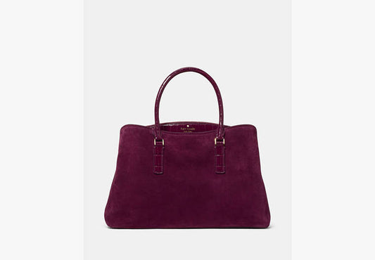 Thompson Street Suede and Croc Embossed Satchel Bag
