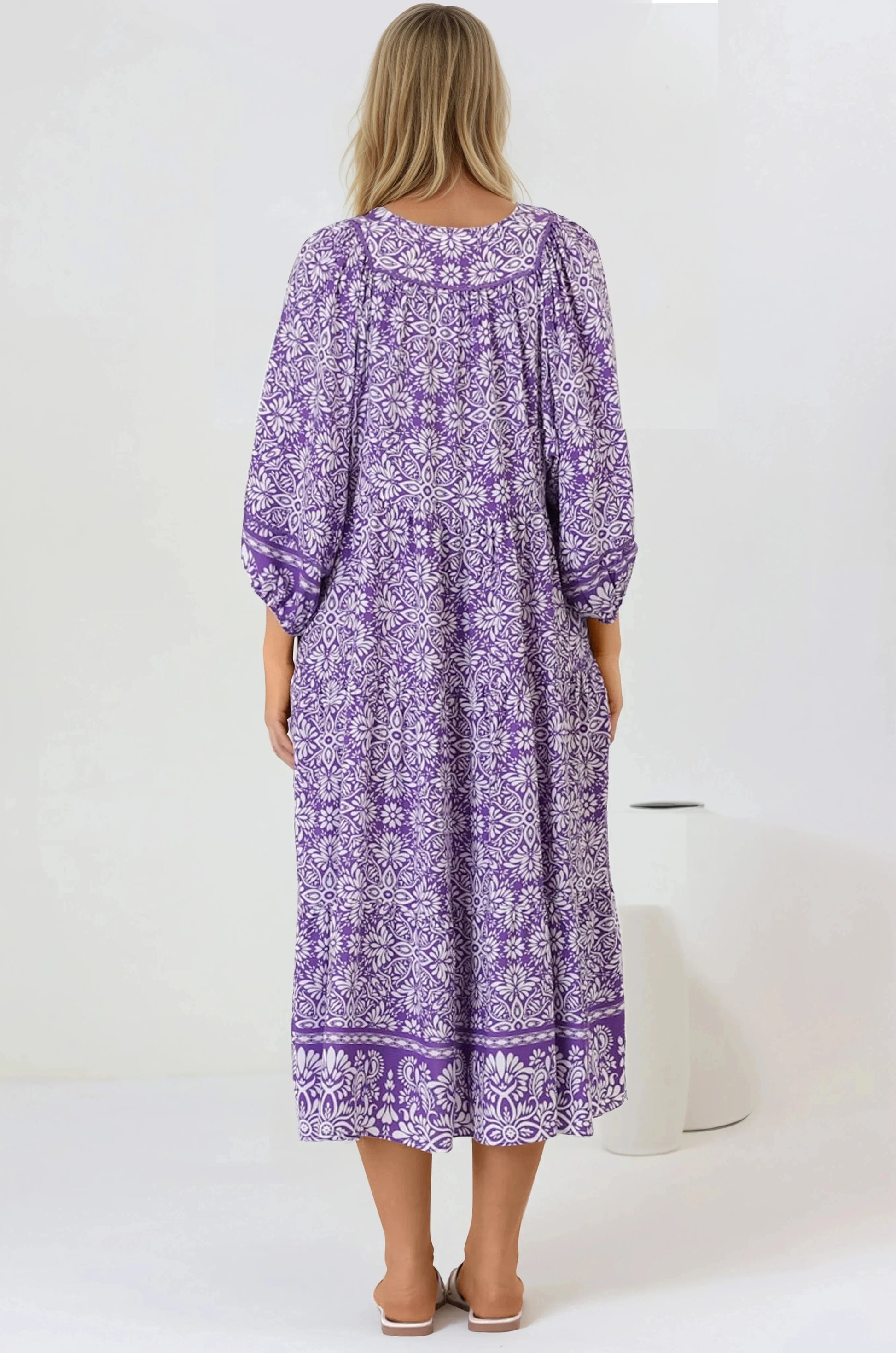 Kamali Midi Dress - Batwing Sleeve Smock Dress wit