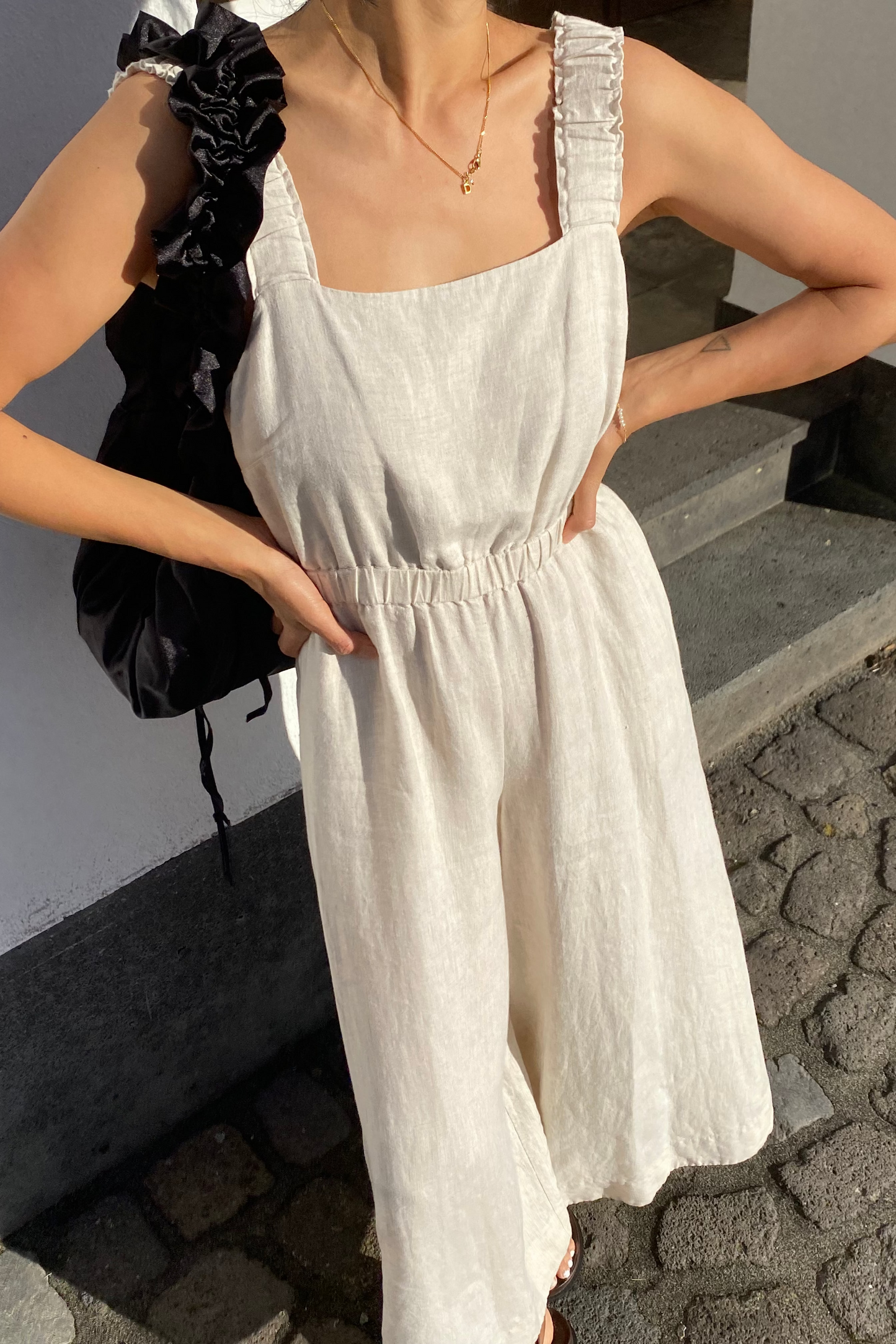 Keely Oatmeal Linen Jumpsuit