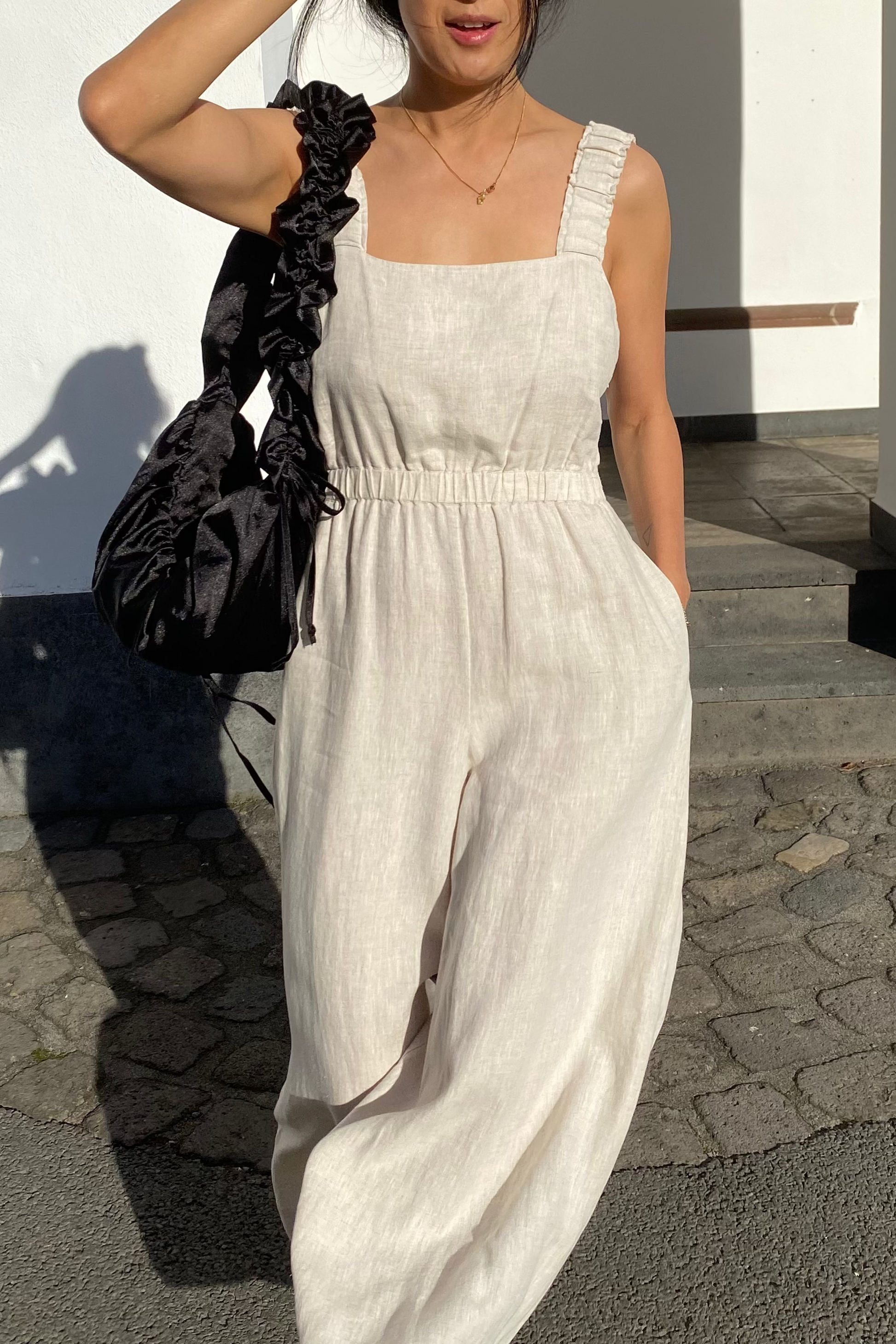Keely Oatmeal Linen Jumpsuit