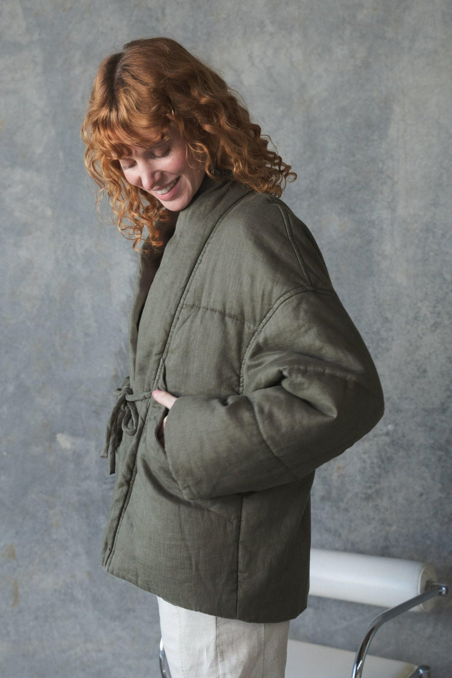 Aster Khaki Linen Coat