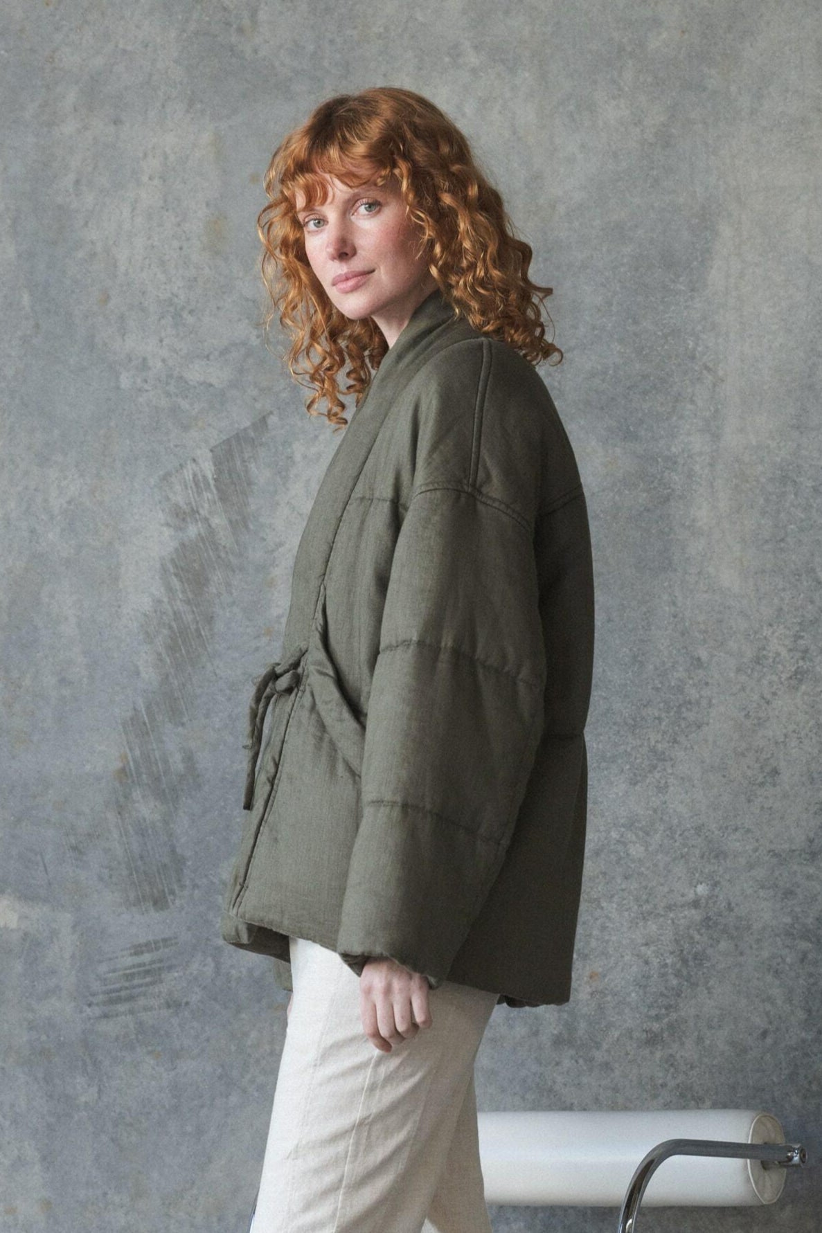 Aster Khaki Linen Coat