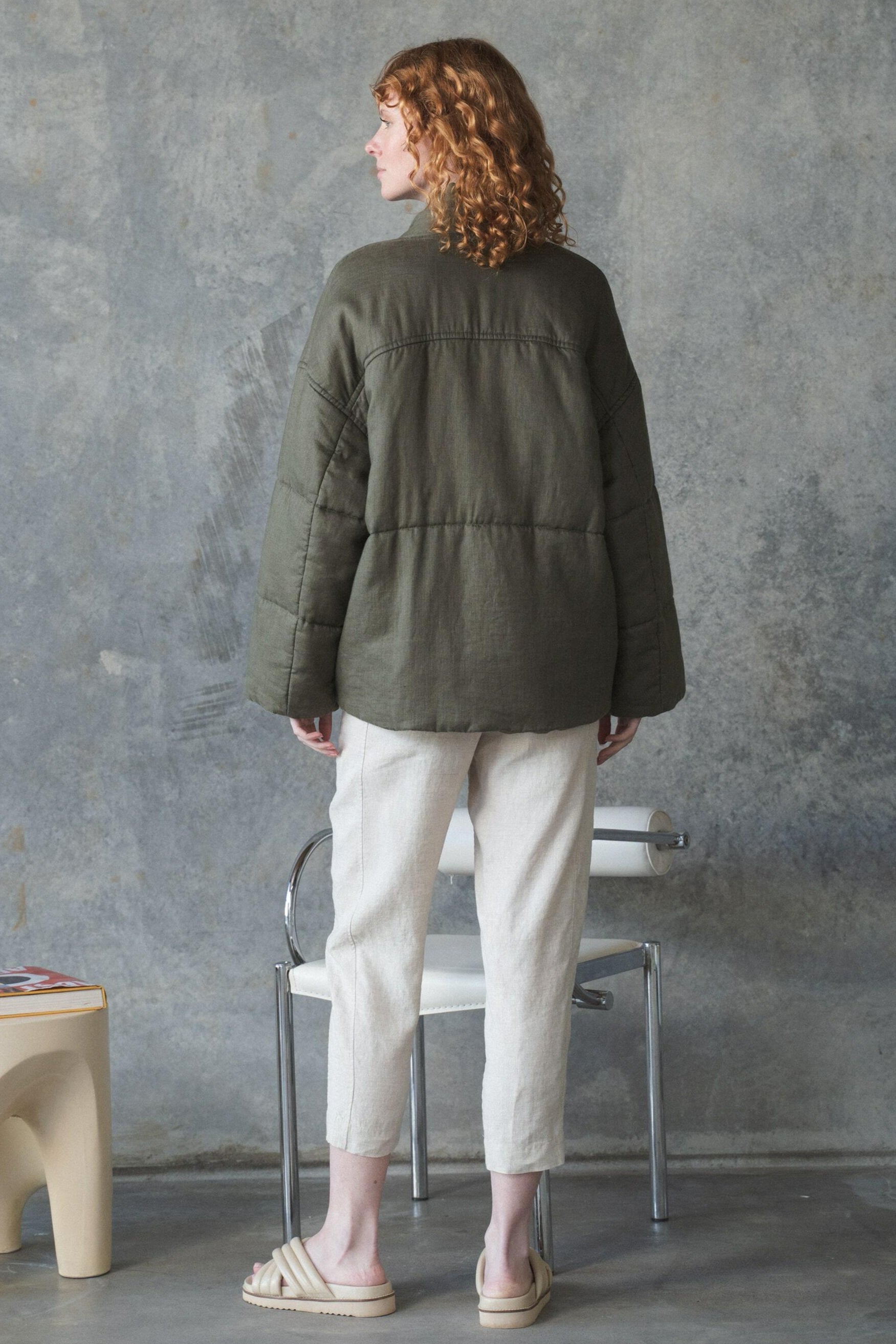 Aster Khaki Linen Coat