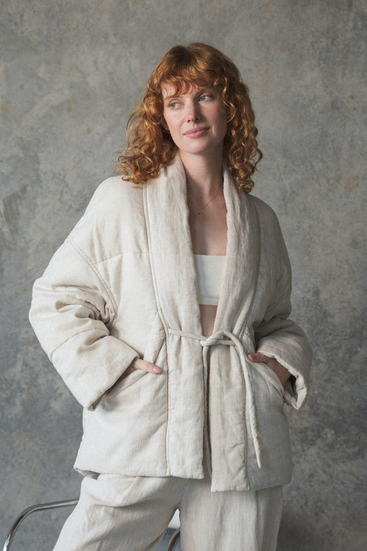 Aster Oatmeal Linen Coat