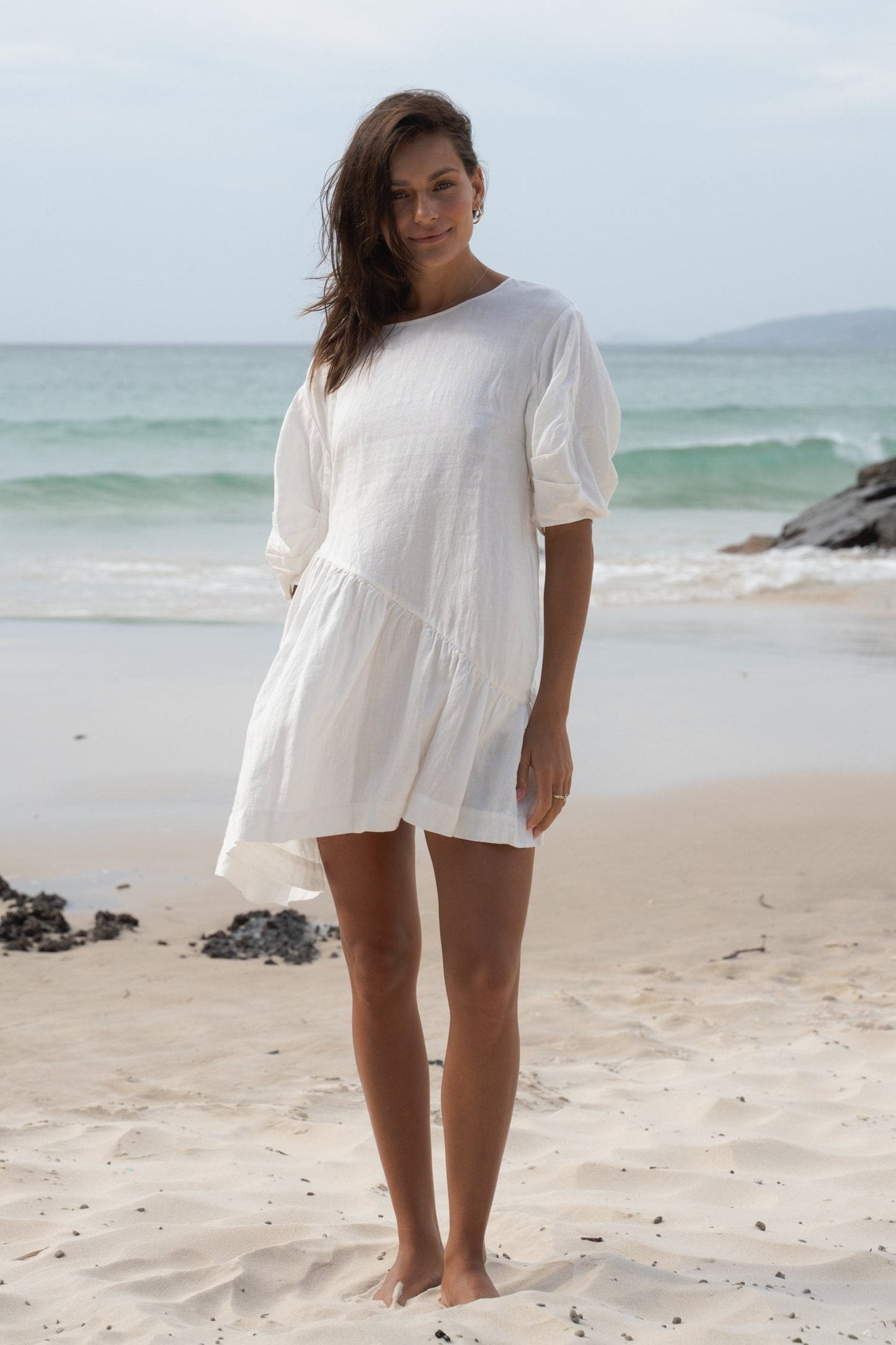 Layla Ivory Linen Dress