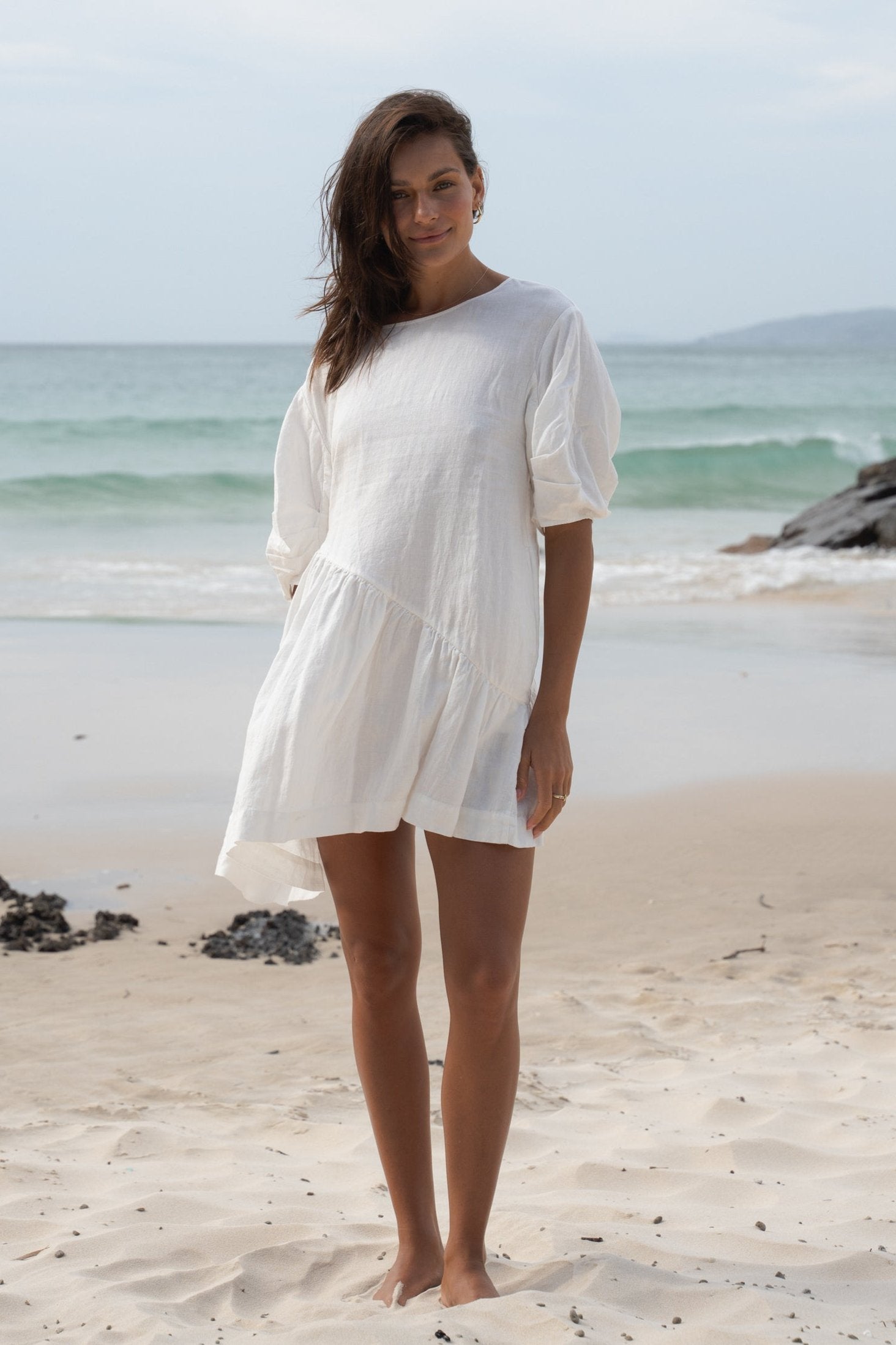 Layla Ivory Linen Dress