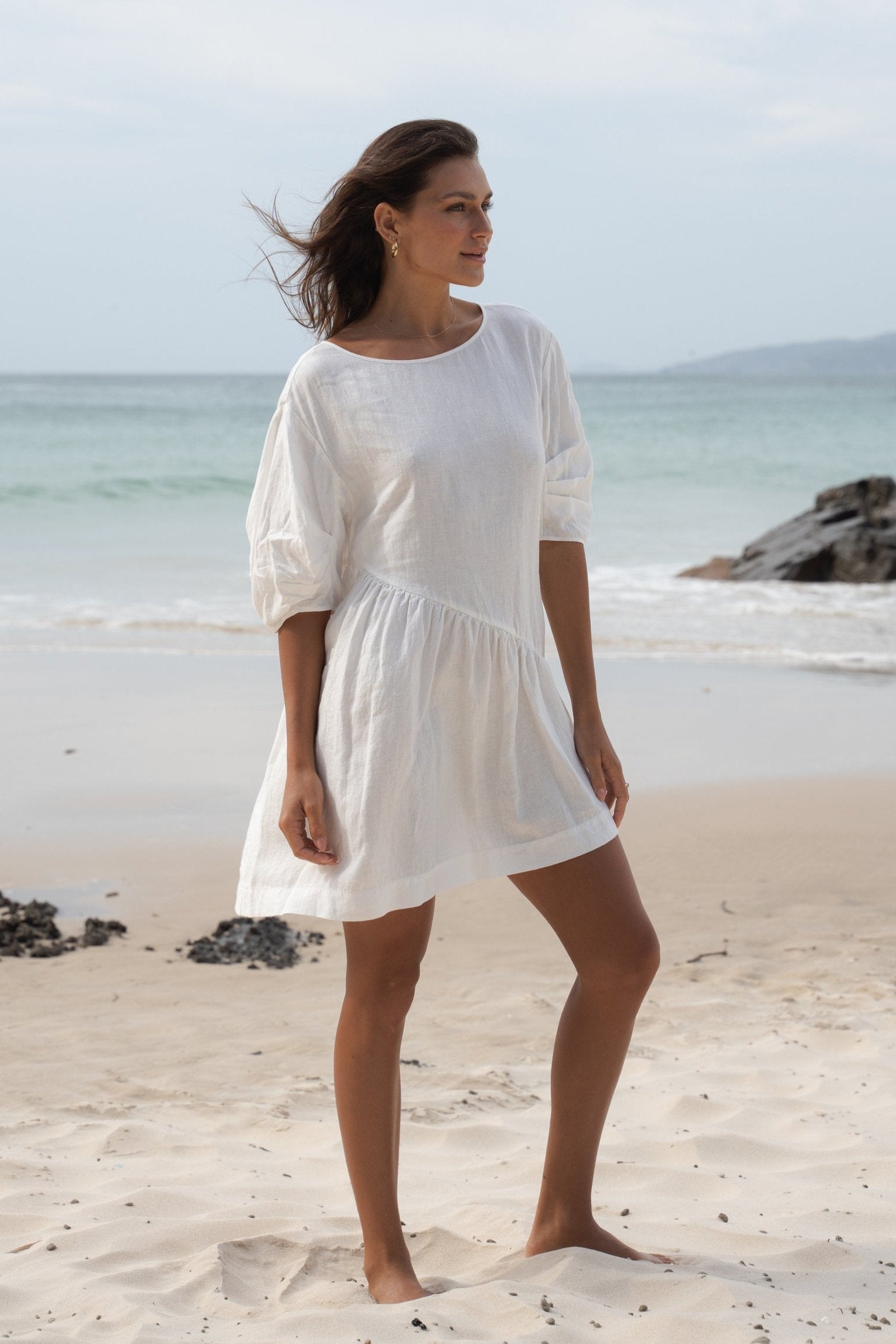 Layla Ivory Linen Dress