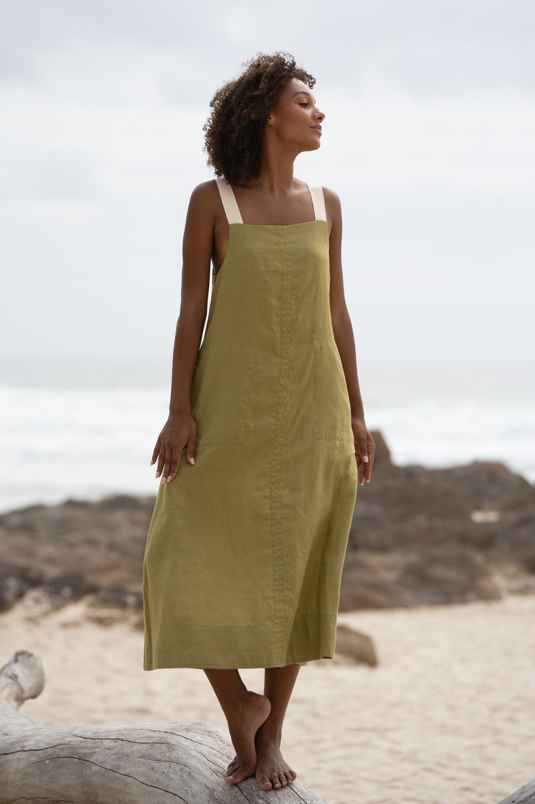 Remi Olive Linen Dress