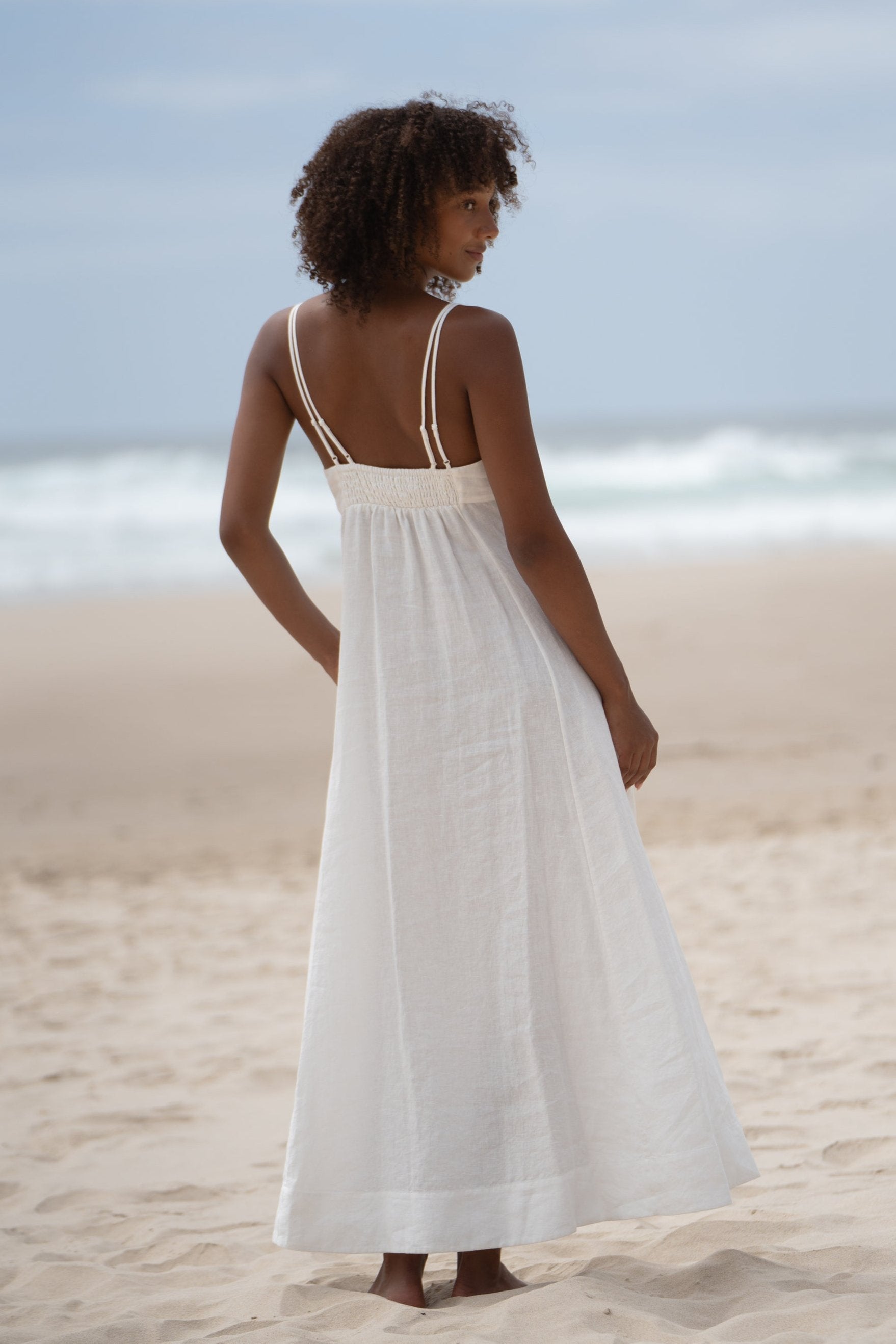 Tori Ivory Linen Dress
