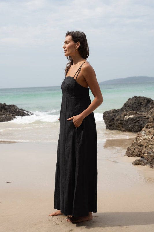 Tori Black Linen Dress