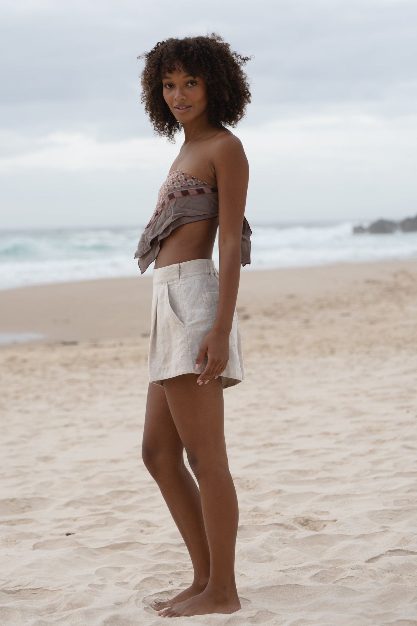 Gaia Oatmeal Linen Shorts