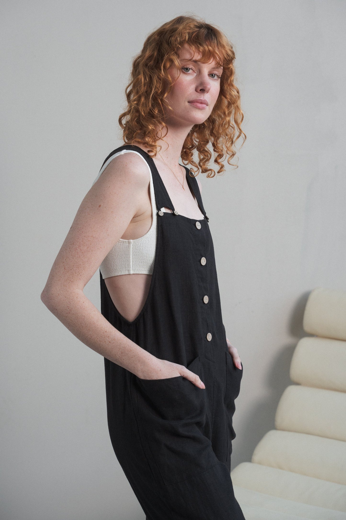 Piper Black Linen Jumpsuit