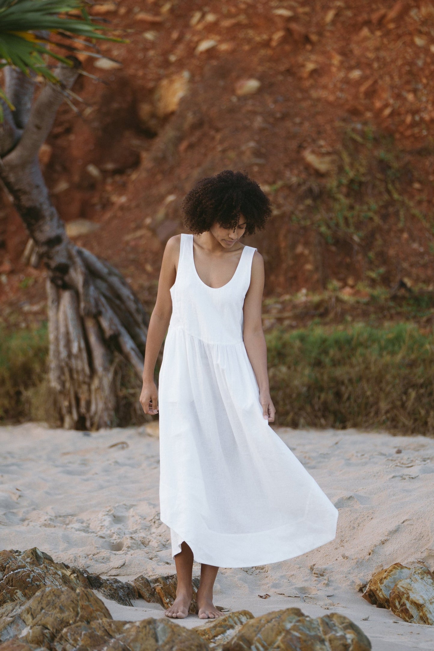Frida Ivory Linen Dress