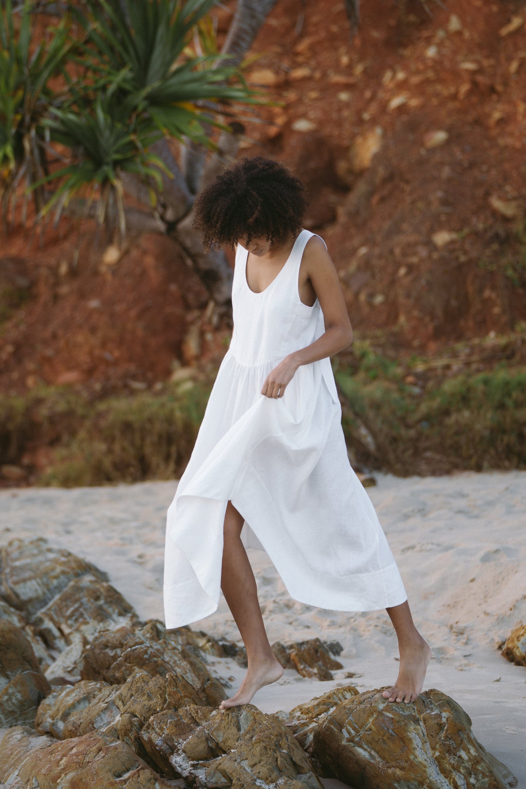 Frida Ivory Linen Dress