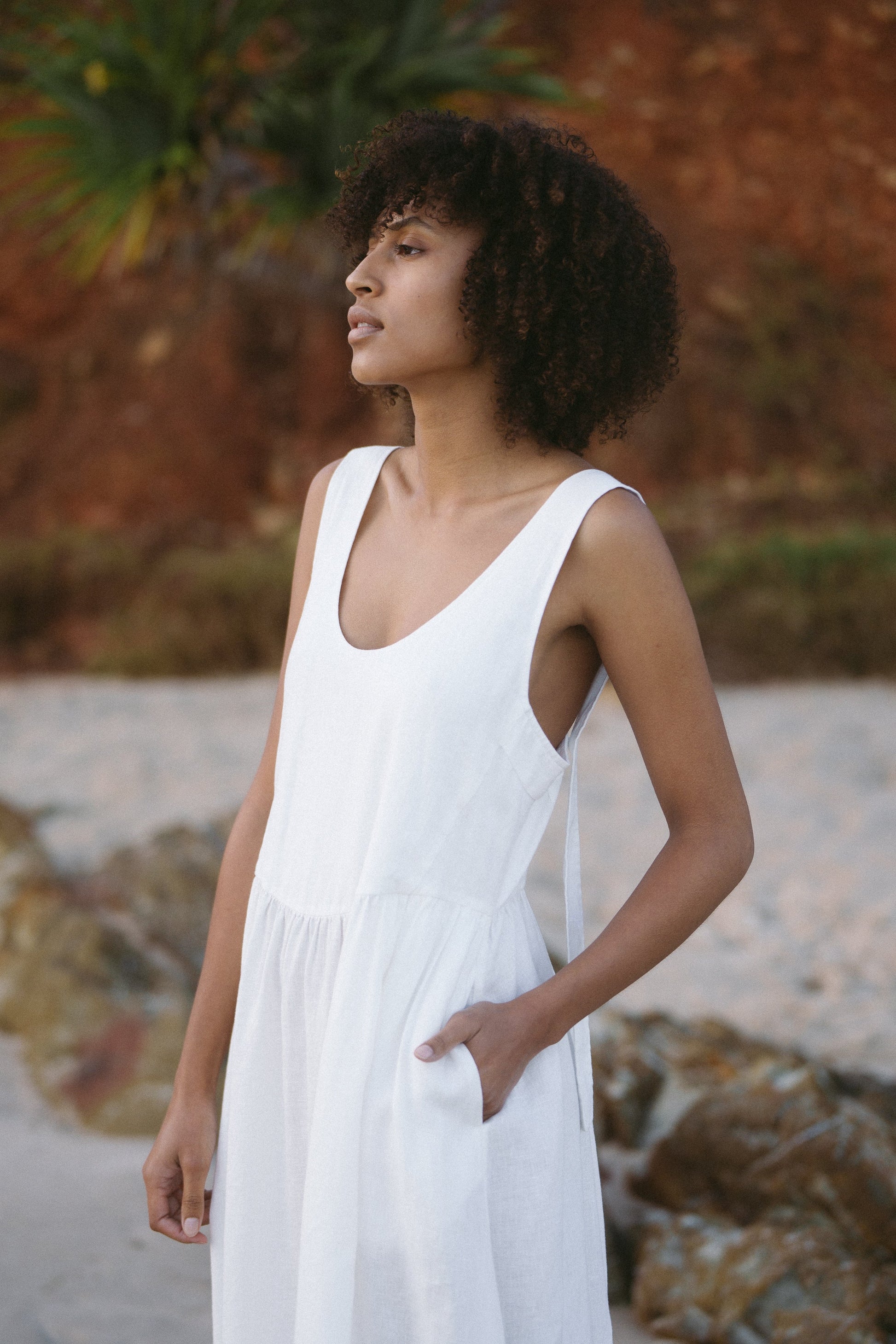 Frida Ivory Linen Dress