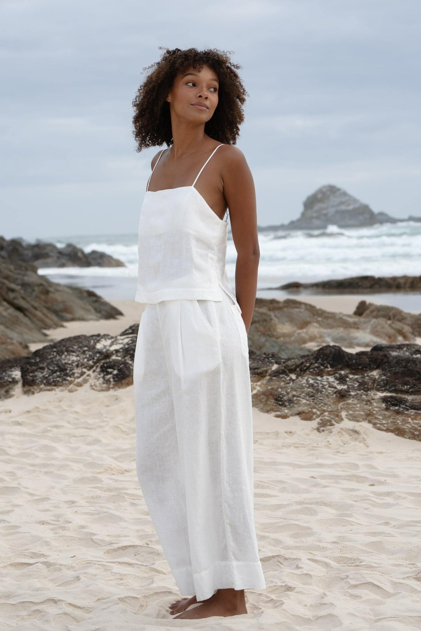 Ivy Ivory Linen Crop Pants