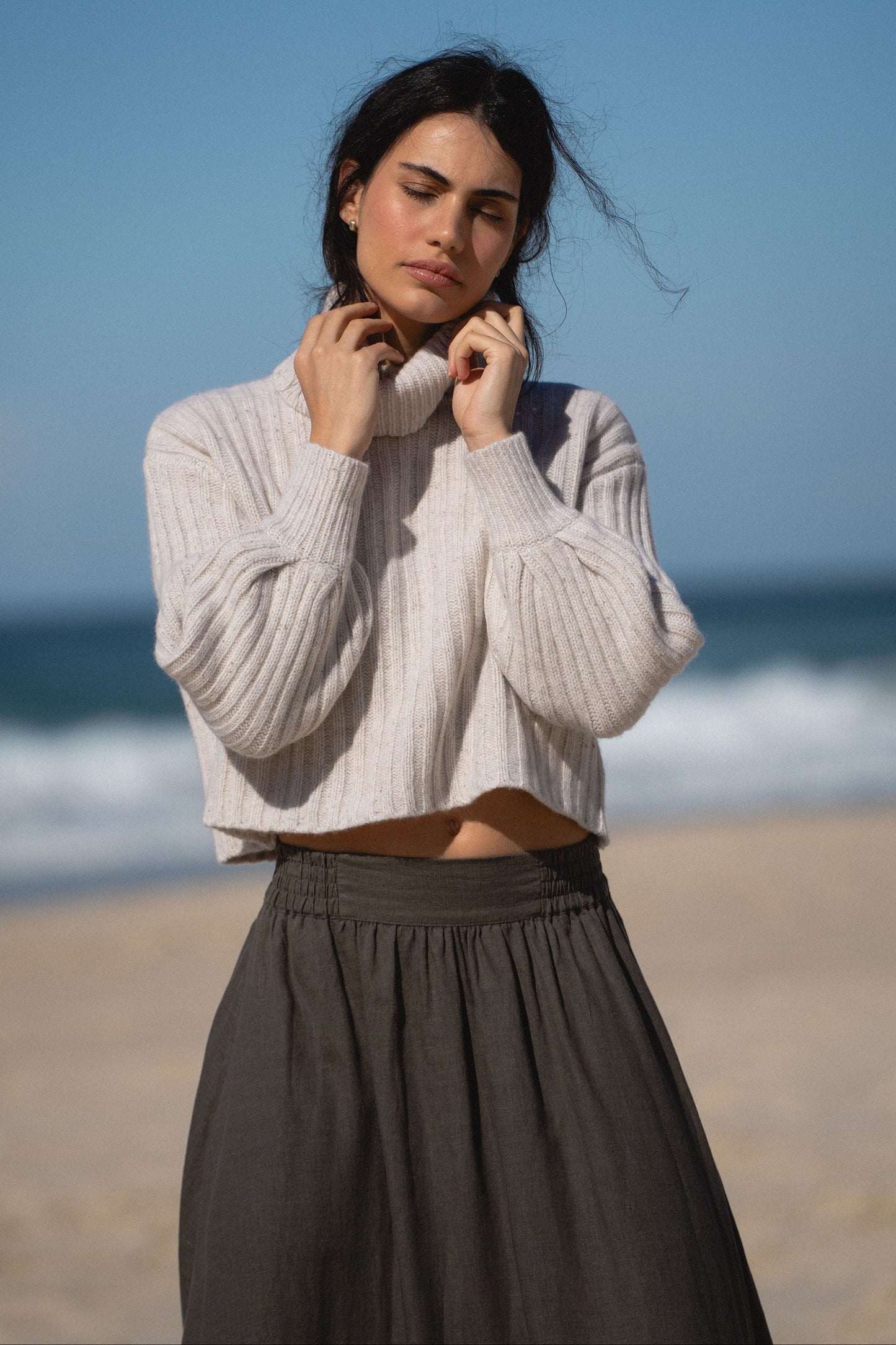 Hannah Khaki Linen Skirt