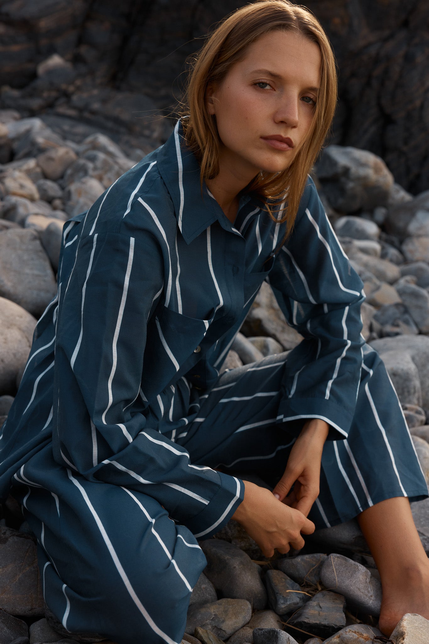Hayman Shirt - Navy/White Stripe