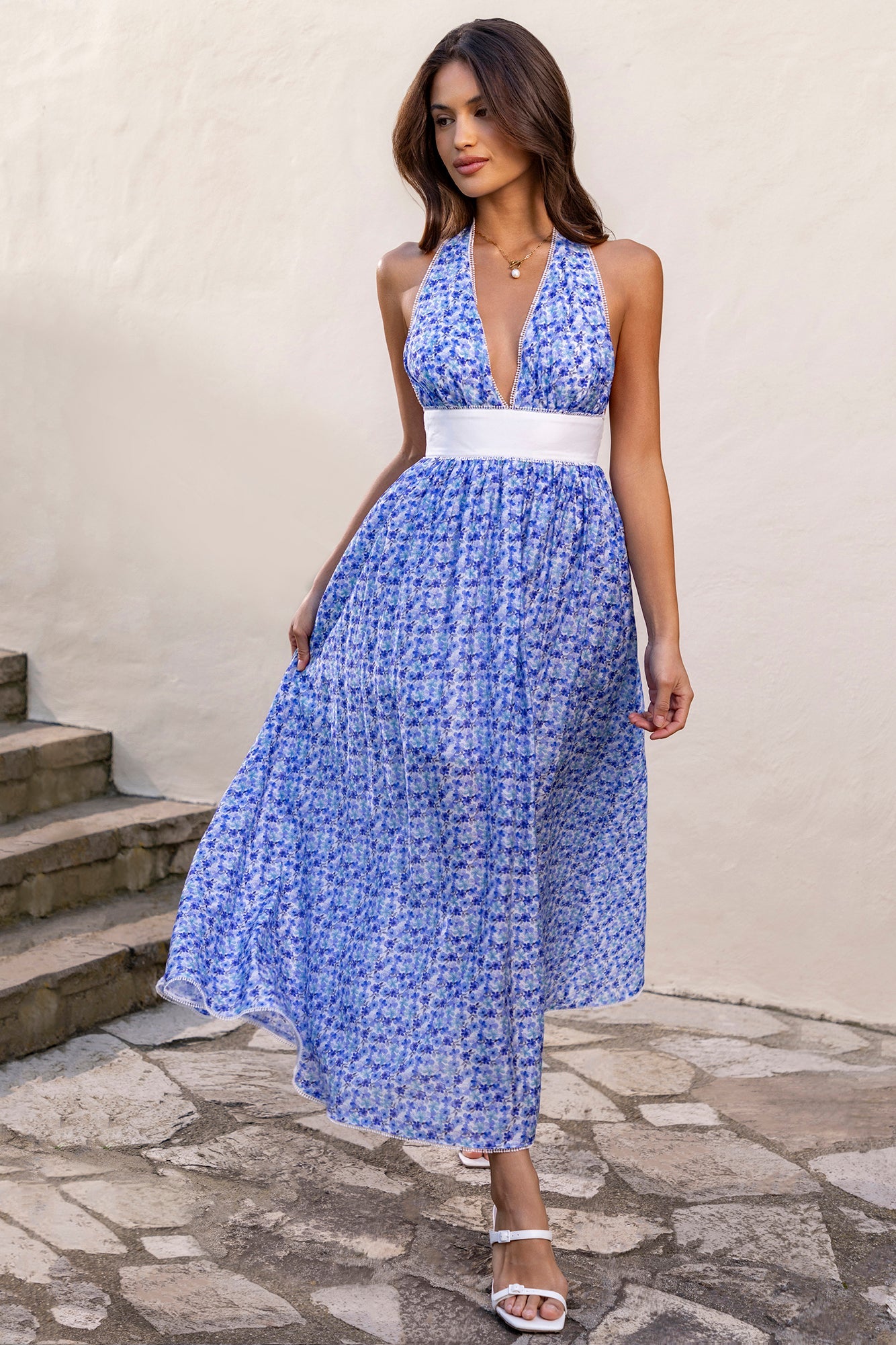 Sublime Beauty Halter Midi Dress Blue