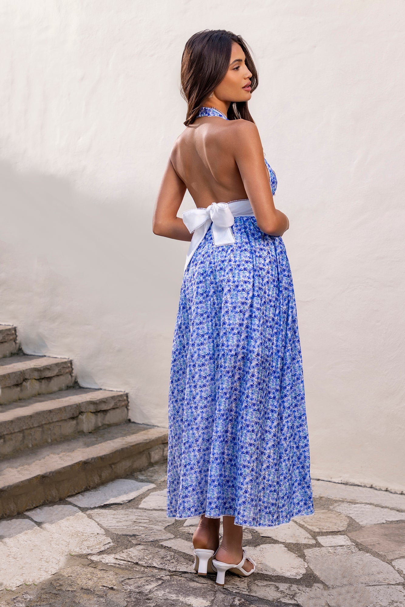 Sublime Beauty Halter Midi Dress Blue