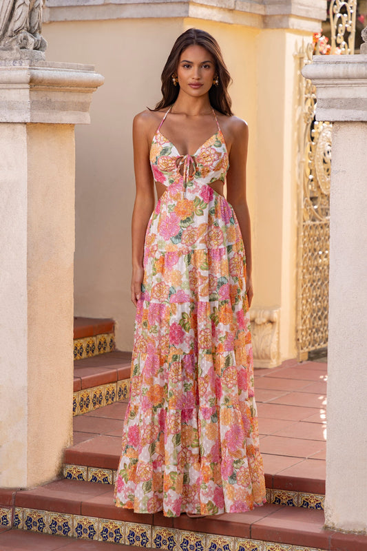 Beachfront Proposal Halter Maxi Dress Orange