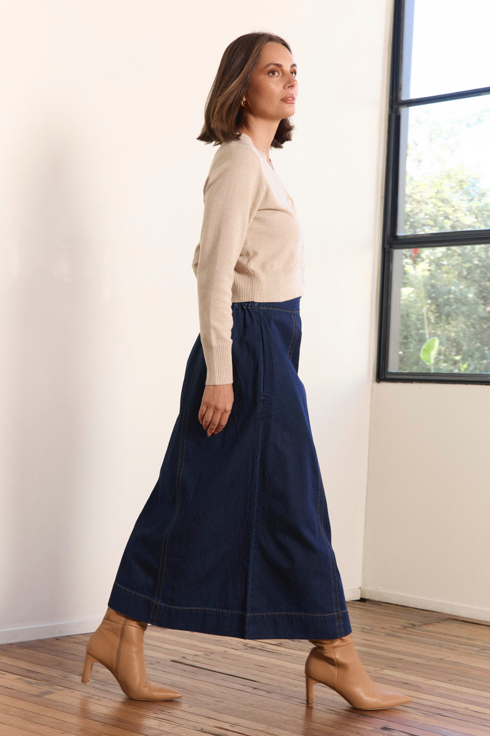 Maddy Denim Maxi Skirt in Dark Wash