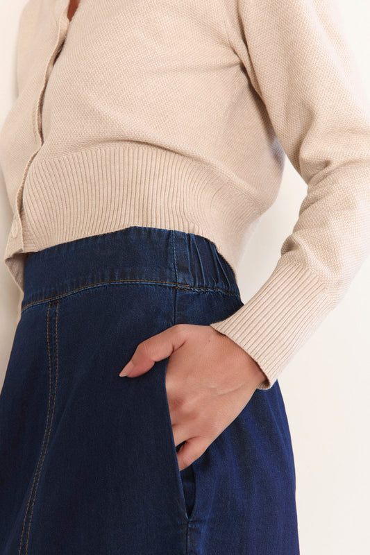 Maddy Denim Maxi Skirt in Dark Wash