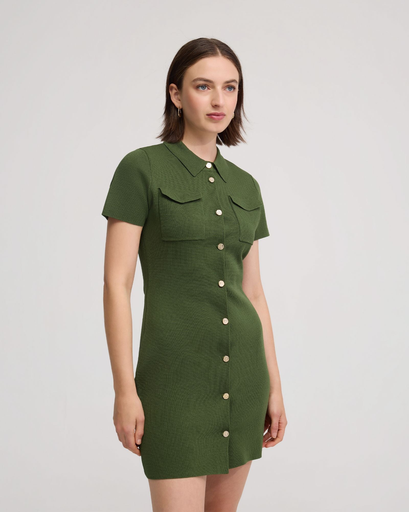 Olive Knitted Mini Dress