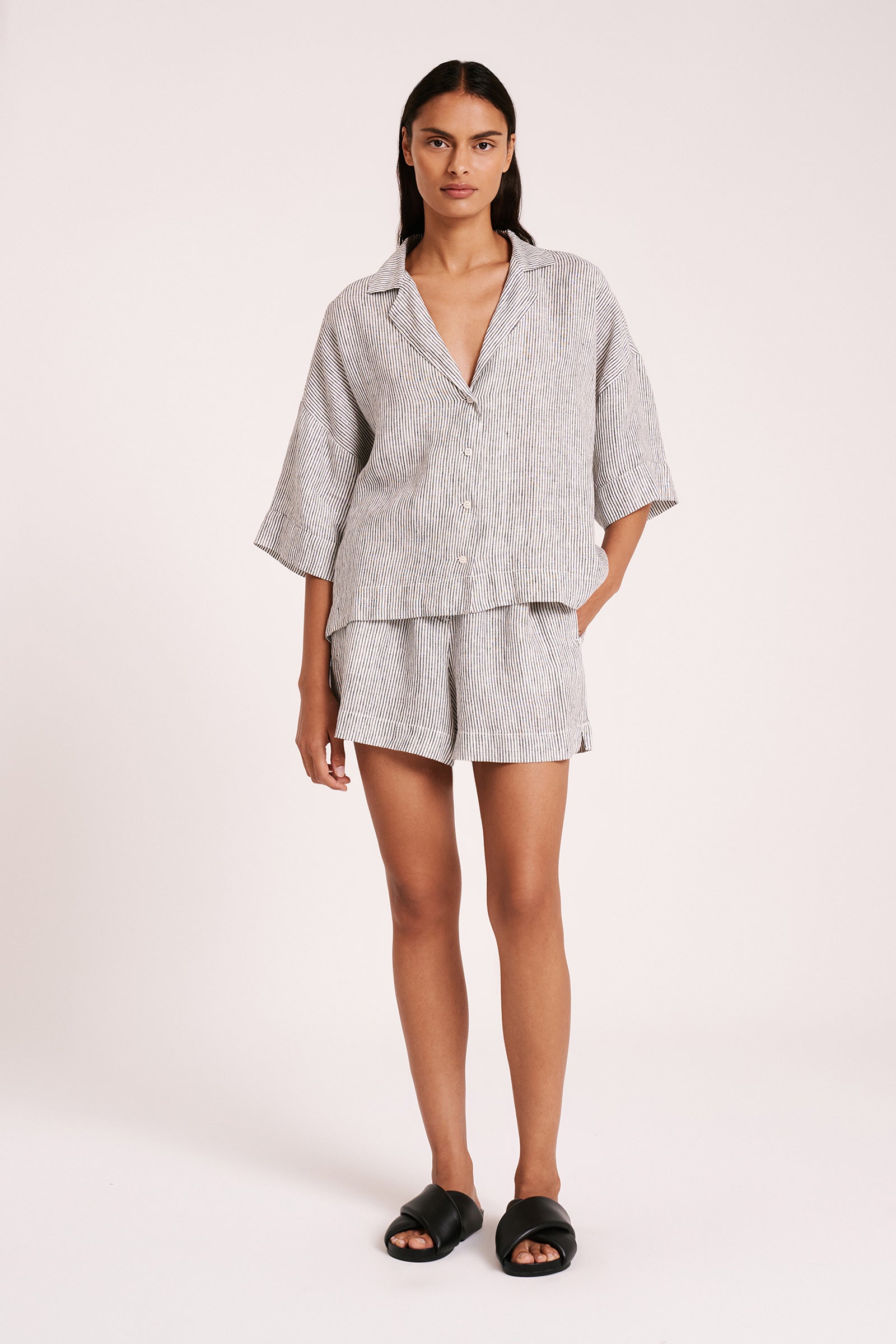 Lounge Stripe Linen Short