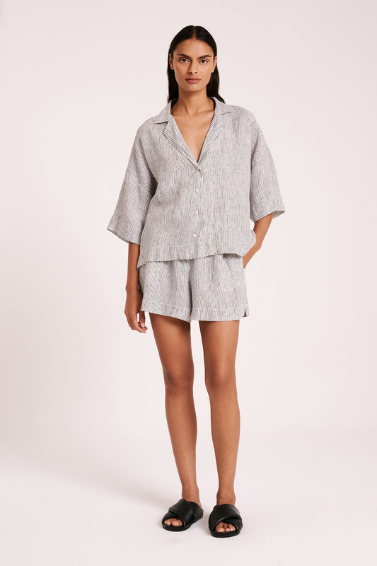 Lounge Stripe Linen Short
