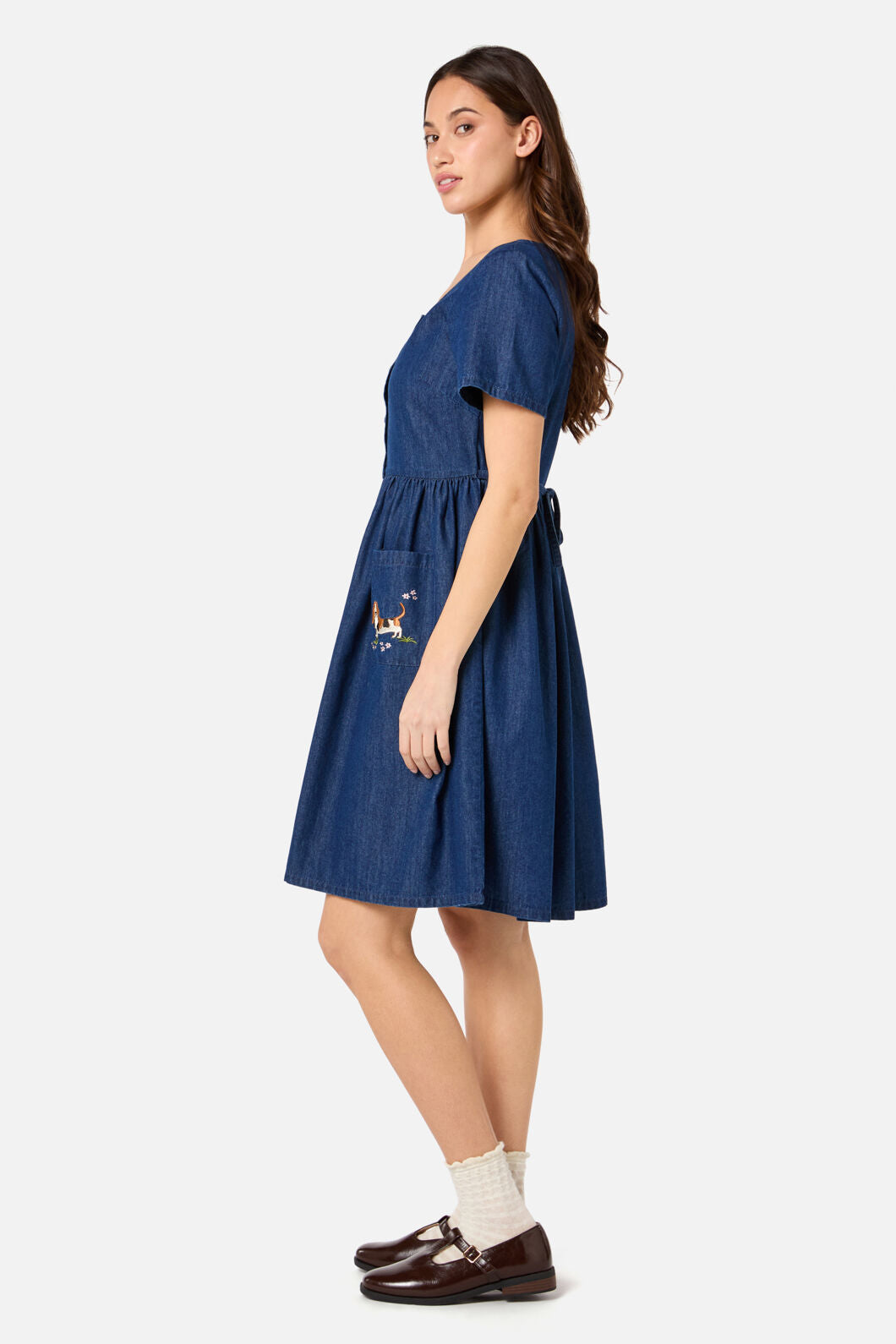 Cute Dogs Embroidered Dress