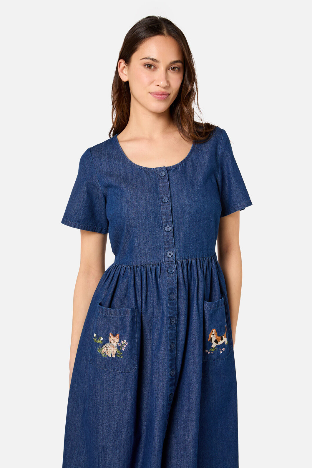 Cute Dogs Embroidered Dress