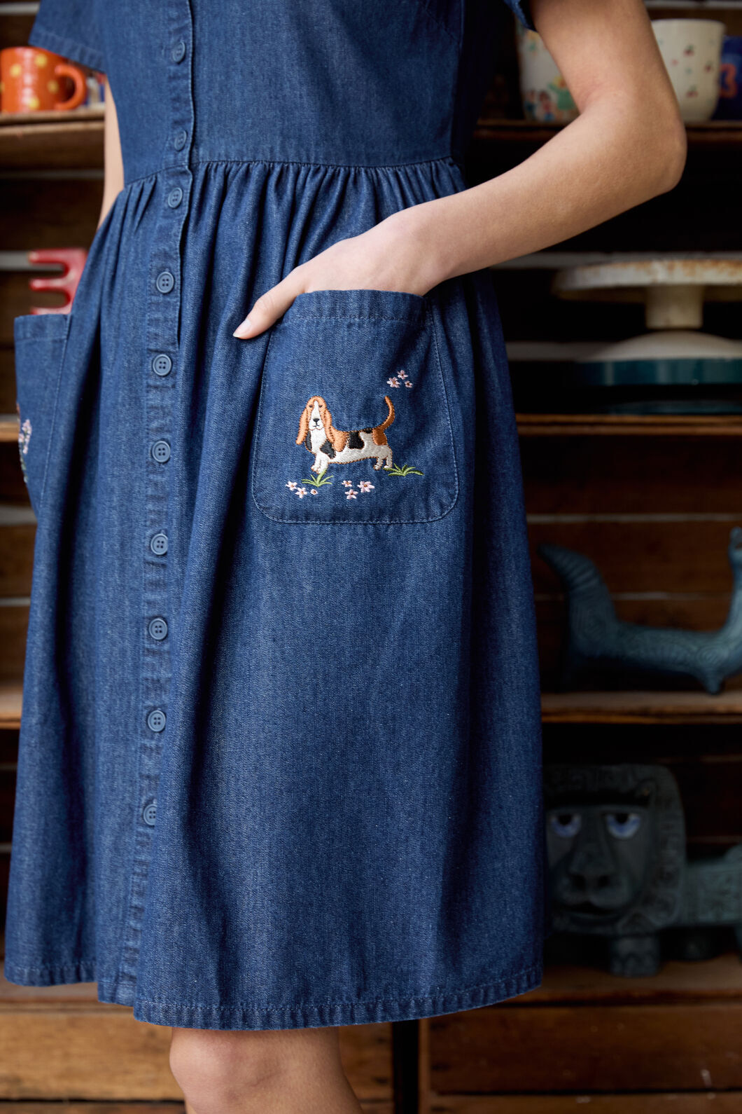 Cute Dogs Embroidered Dress