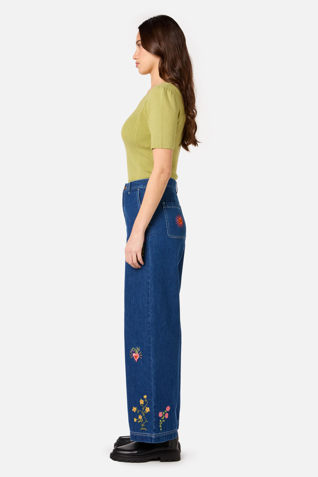 Folk Art Embroidered Jean