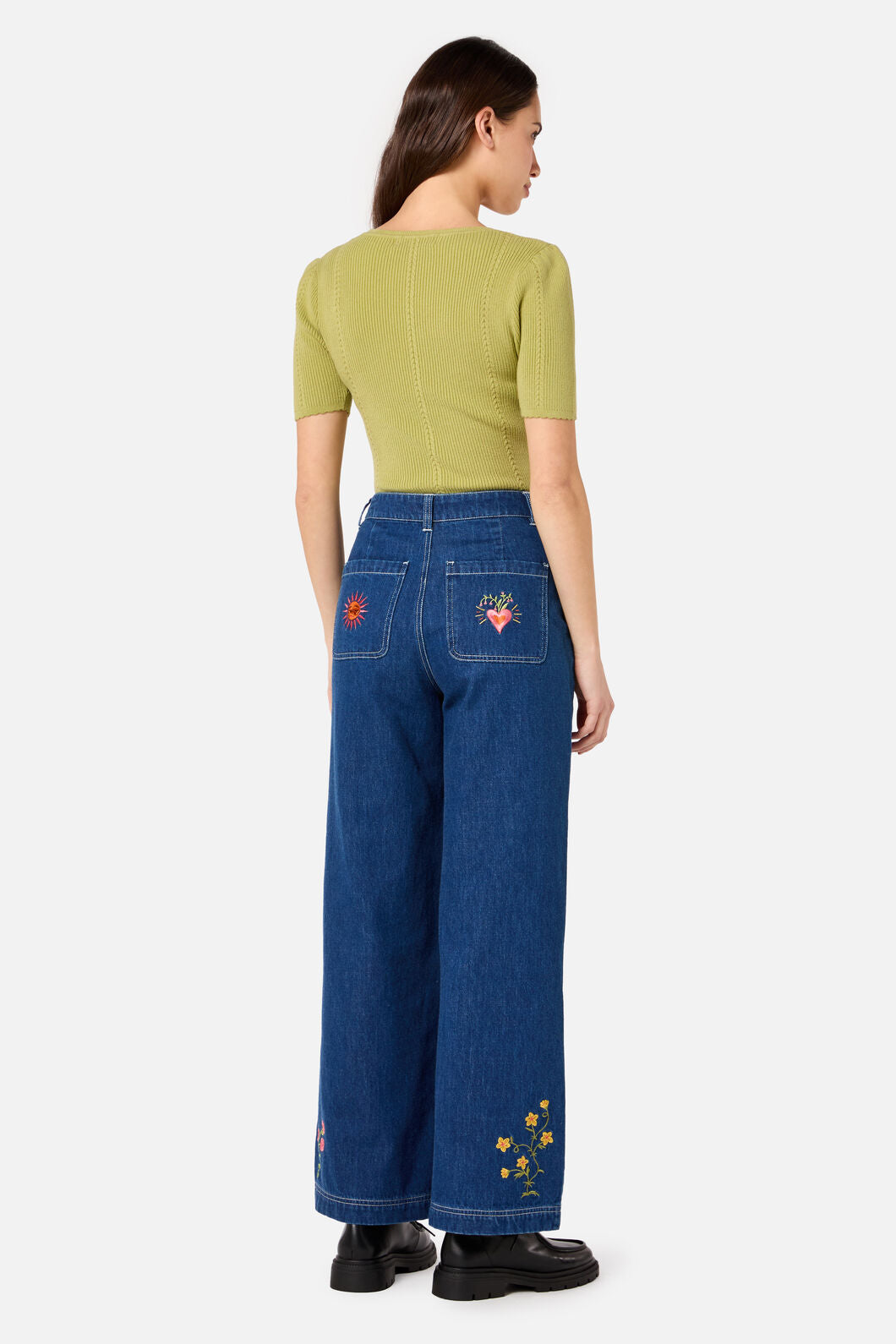 Folk Art Embroidered Jean