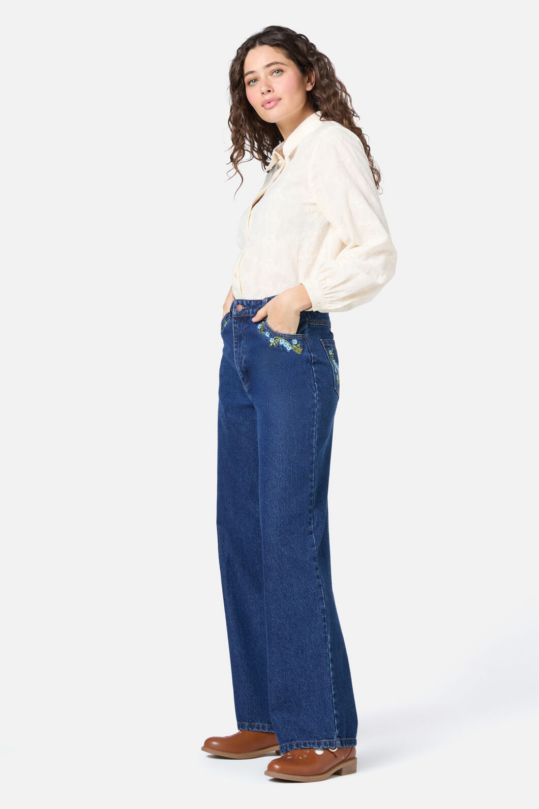 Blue Blooms Embroidered Jean