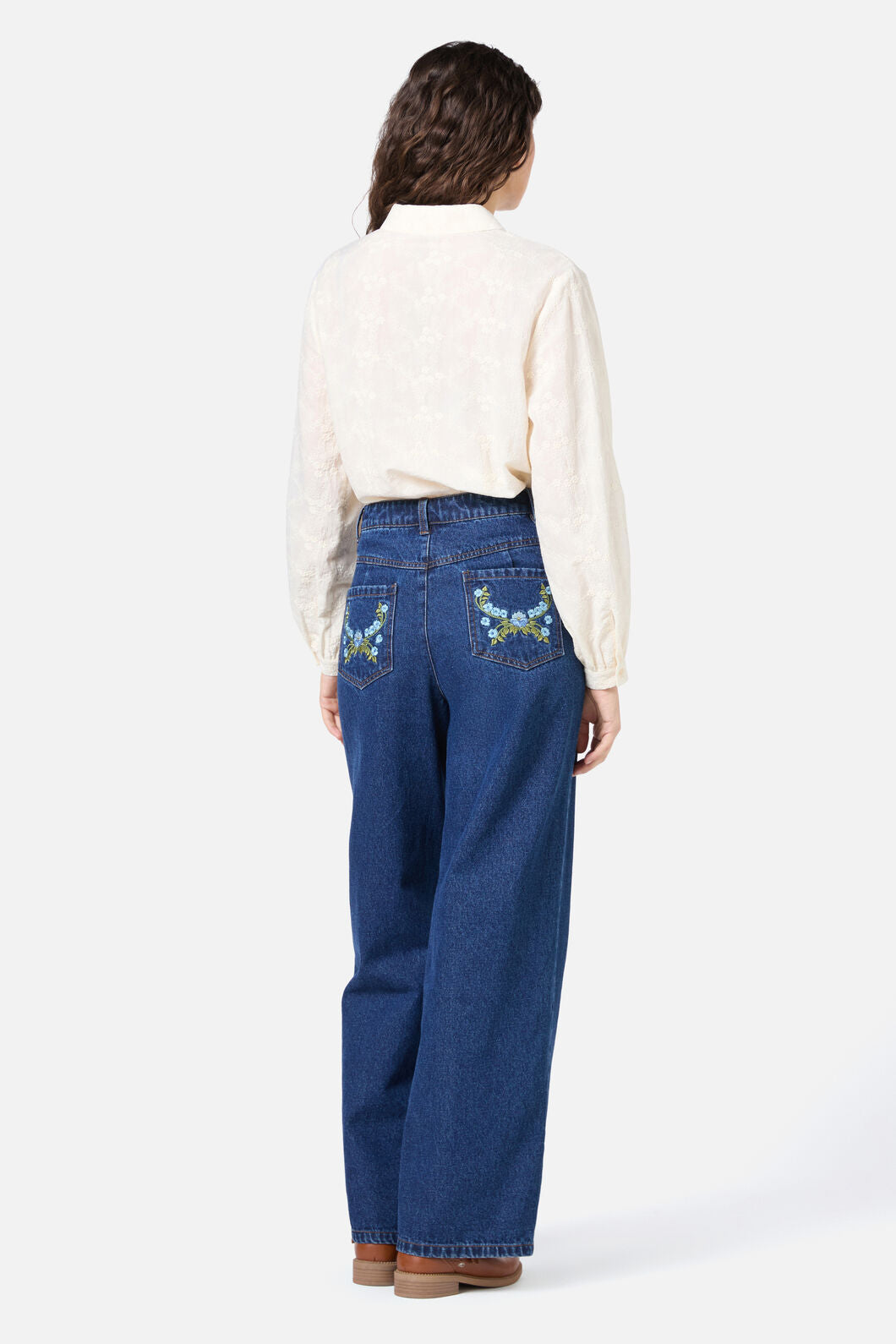 Blue Blooms Embroidered Jean