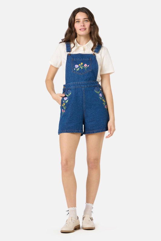 Flower Patch Emb Short Overall