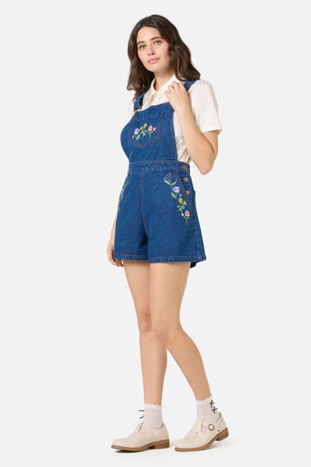 Flower Patch Emb Short Overall