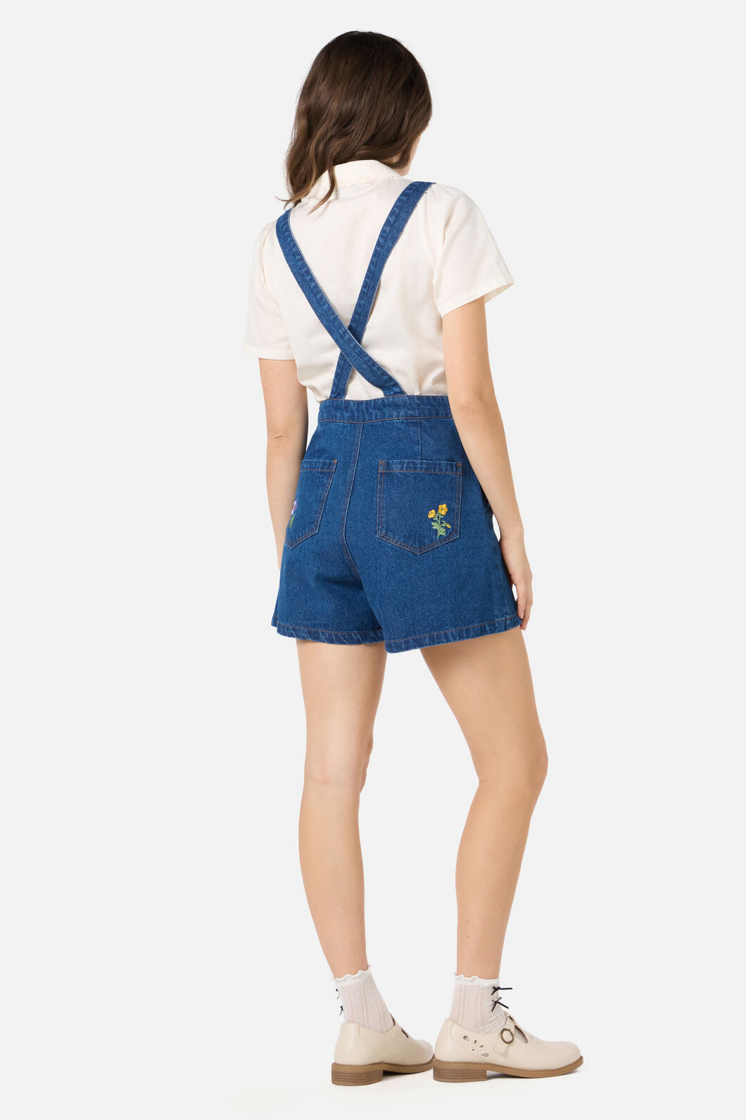 Flower Patch Emb Short Overall