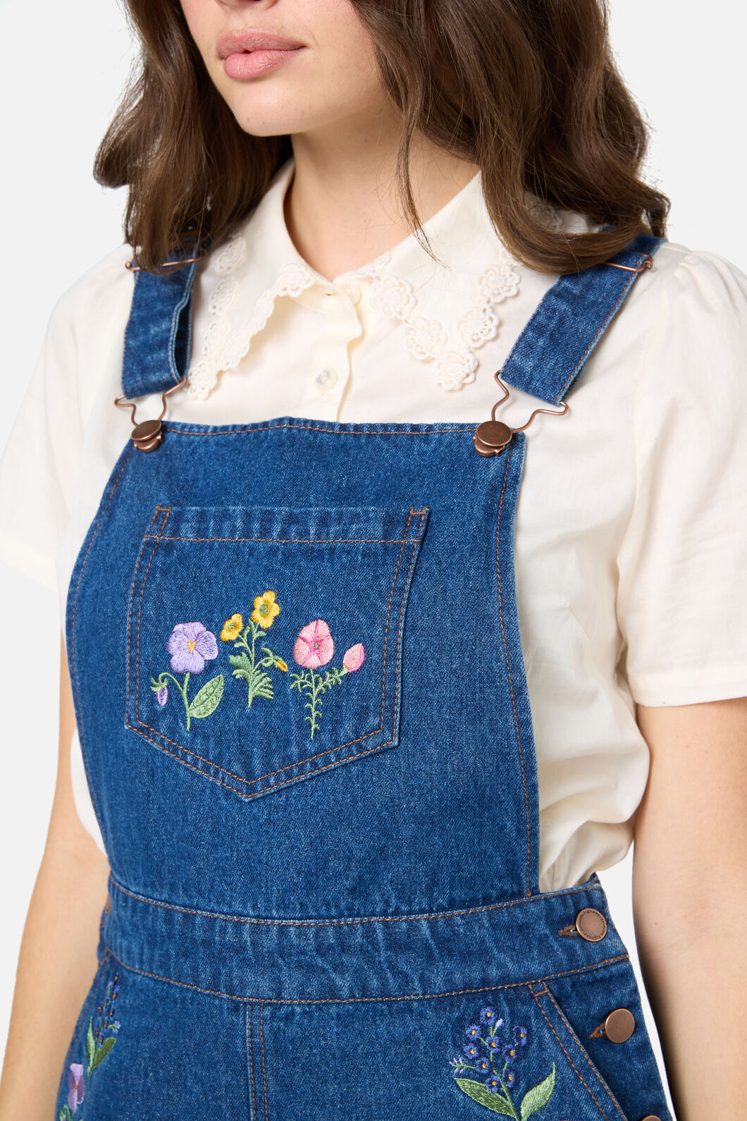 Flower Patch Emb Short Overall
