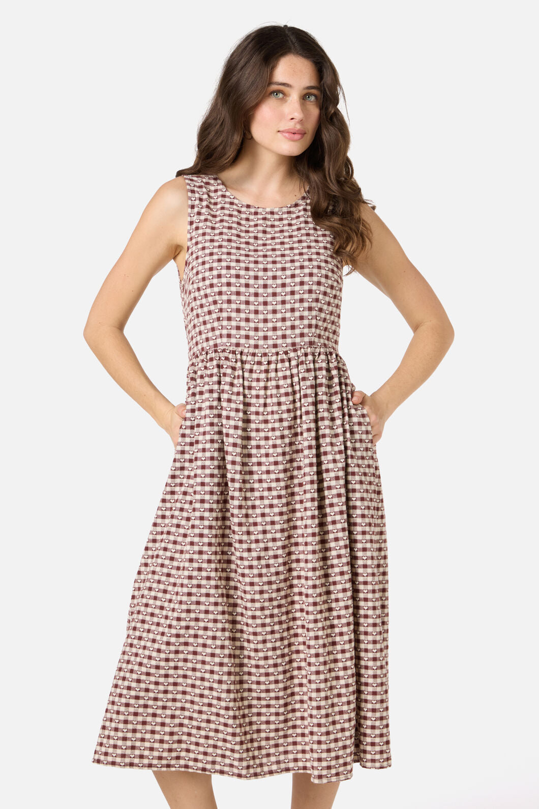 Sweetheart Check Midi Dress