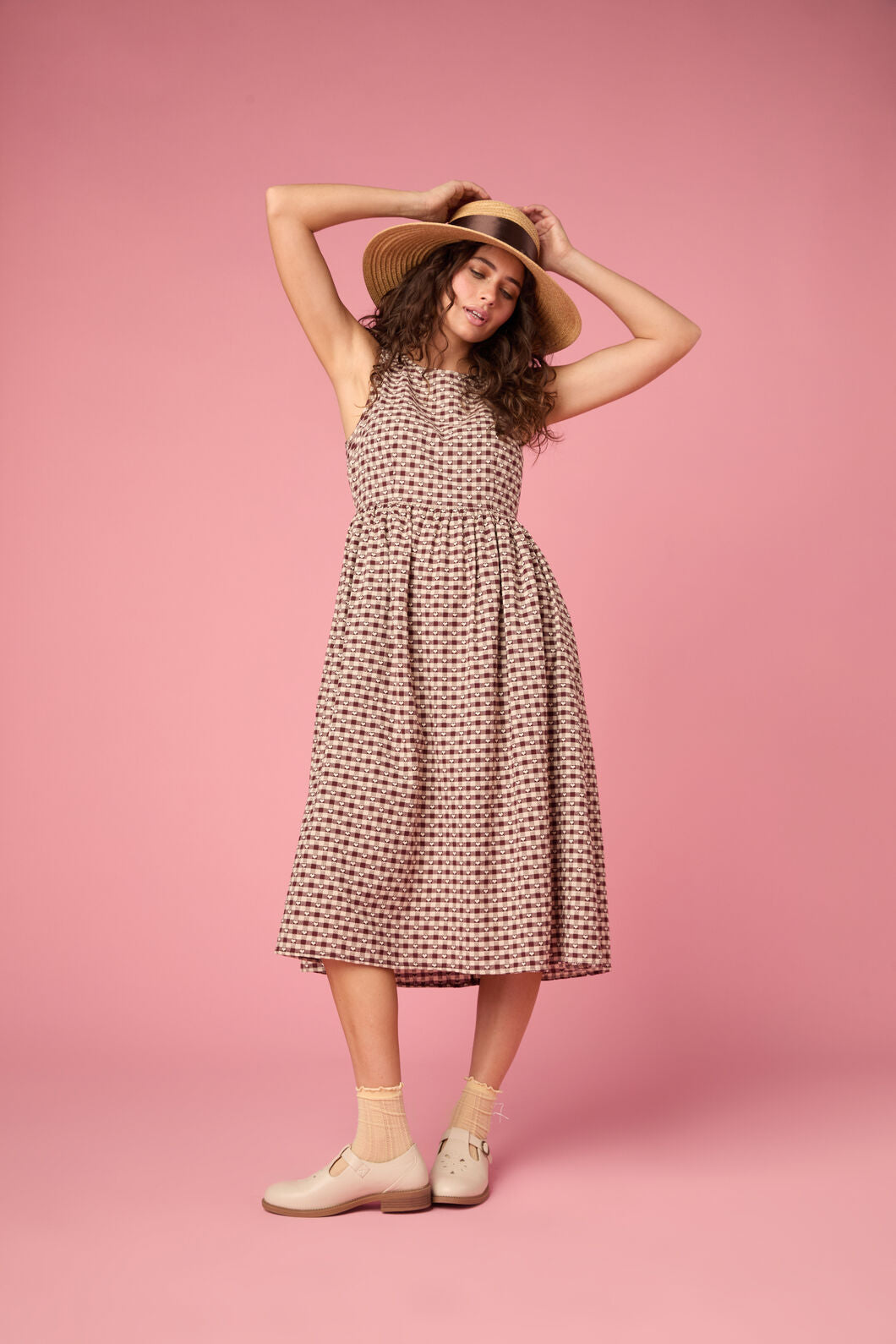Sweetheart Check Midi Dress
