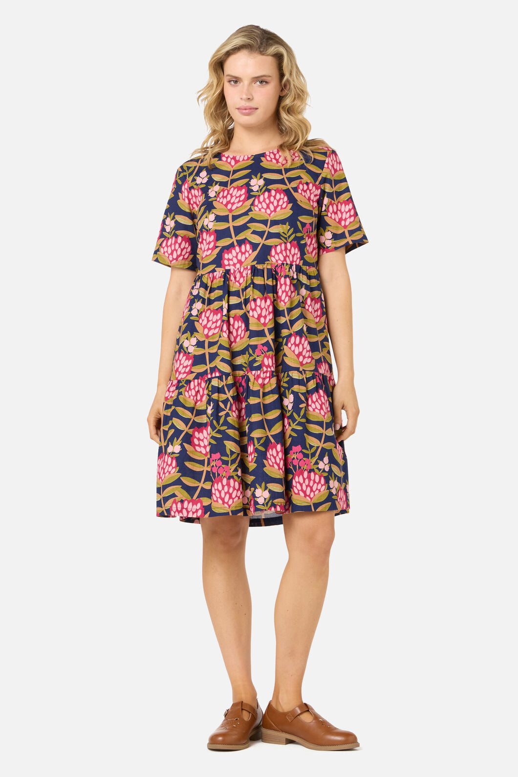 Protea Flower Smock Dress