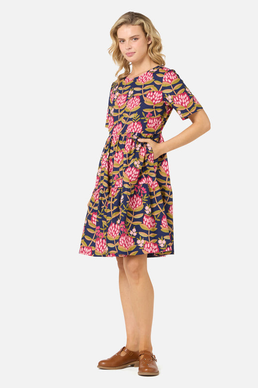 Protea Flower Smock Dress
